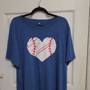 Blue Baseball Heart Kids Shirt